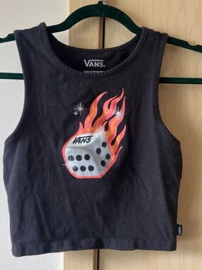 Vans Black Tank Top with Flaming Dice Graphic